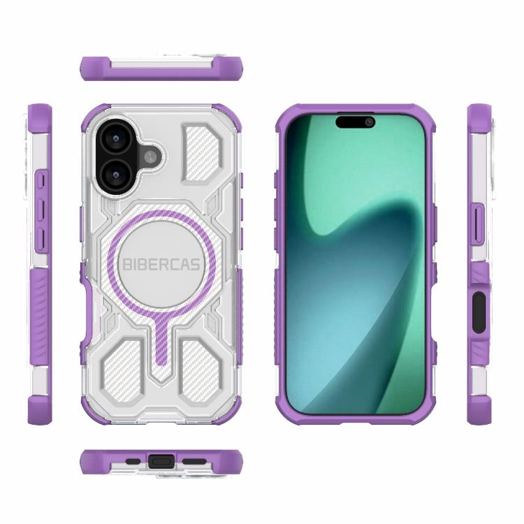 For iPhone 17 BIBERCAS Transparent Color Series MagSafe Air Bag Shockproof Phone Case