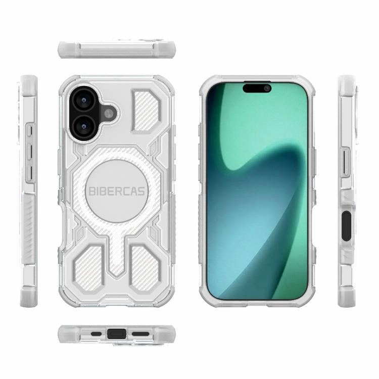 For iPhone 17 BIBERCAS Transparent Color Series MagSafe Air Bag Shockproof Phone Case