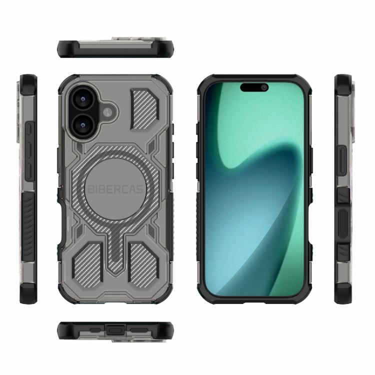 For iPhone 17 BIBERCAS Transparent Color Series MagSafe Air Bag Shockproof Phone Case