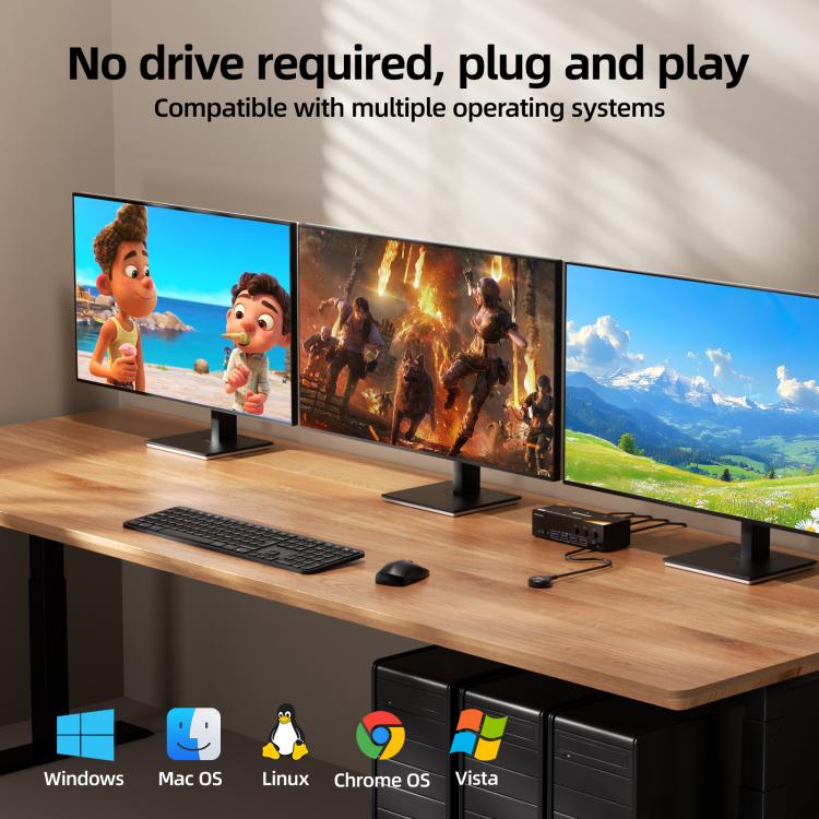 KCEVE KC-KVM303 USB 3.0 Dual Monitor 8K 60Hz KVM Switch, Plug Type:AU Plug