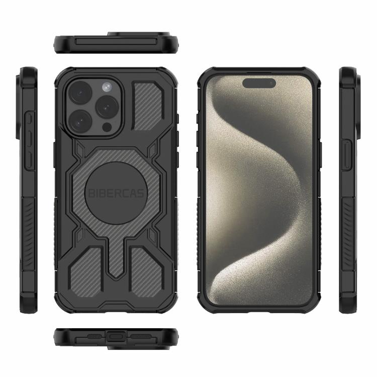 For iPhone 15 Pro Max BIBERCAS Real Color Series MagSafe Shockproof Phone Case