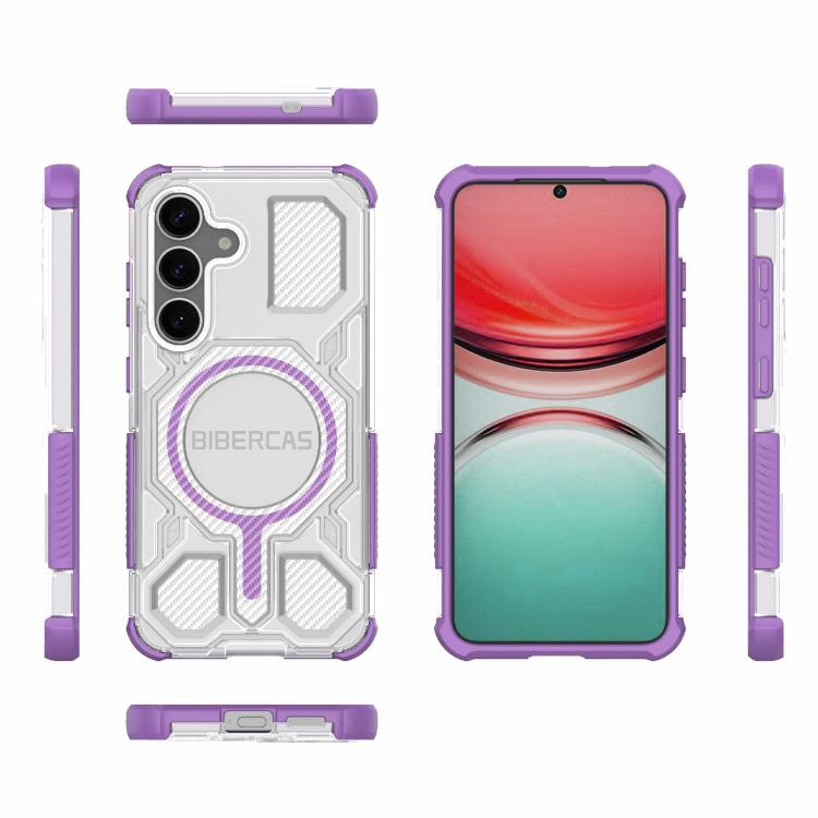 For Samsung Galaxy S25 5G BIBERCAS Transparent Color Series MagSafe Air Bag Shockproof Phone Case