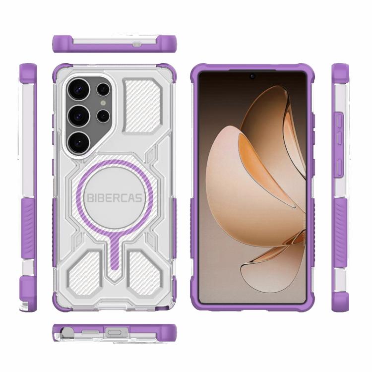 For Samsung Galaxy S25 Ultra 5G BIBERCAS Transparent Color Series MagSafe Air Bag Shockproof Phone Case