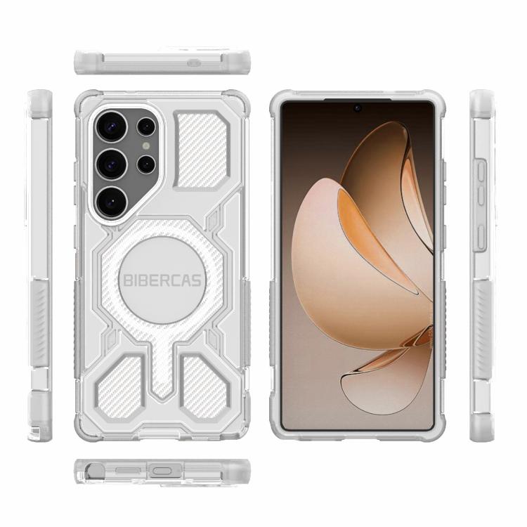 For Samsung Galaxy S25 Ultra 5G BIBERCAS Transparent Color Series MagSafe Air Bag Shockproof Phone Case