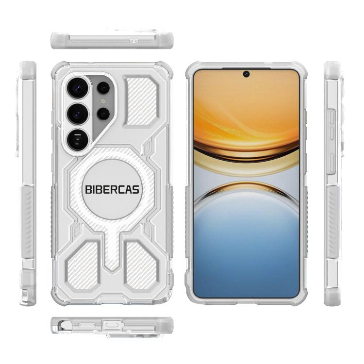For Samsung Galaxy S26 Ultra 5G BIBERCAS Transparent Color Series MagSafe Air Bag Shockproof Phone Case
