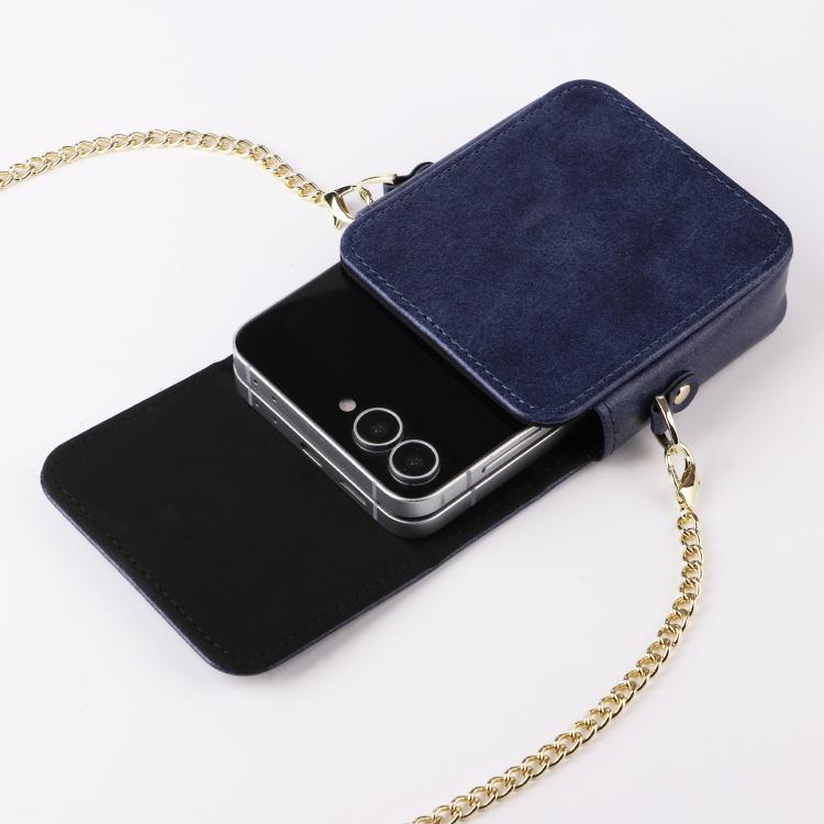 For Samsung Galaxy Z Flip7 / 6 / 5 / 4 Mini Long Shoulder Chain Crossbody Folding Magnetic Leather Phone Bag