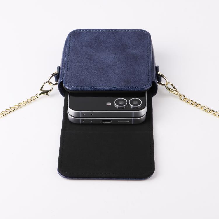 For Samsung Galaxy Z Flip7 / 6 / 5 / 4 Mini Long Shoulder Chain Crossbody Folding Magnetic Leather Phone Bag