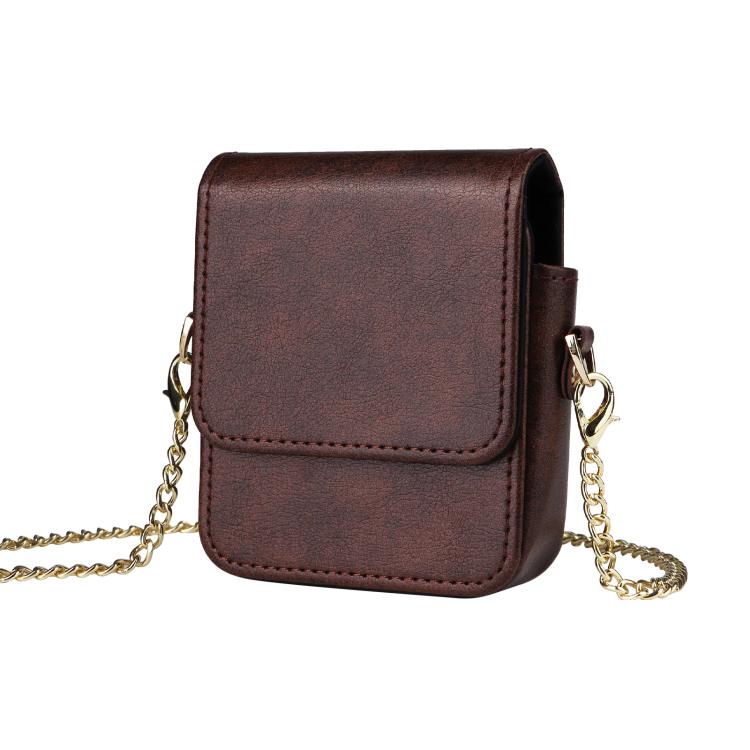 For Samsung Galaxy Z Flip7 / 6 / 5 / 4 Mini Long Shoulder Chain Crossbody Folding Magnetic Leather Phone Bag