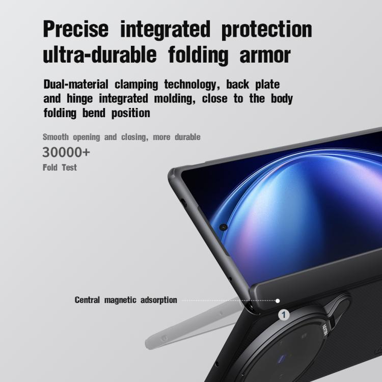 For vivo X Fold5 NILLKIN Super Frosted Shield Prop PC + TPU Transparent Mirror Cover Phone Case - Black