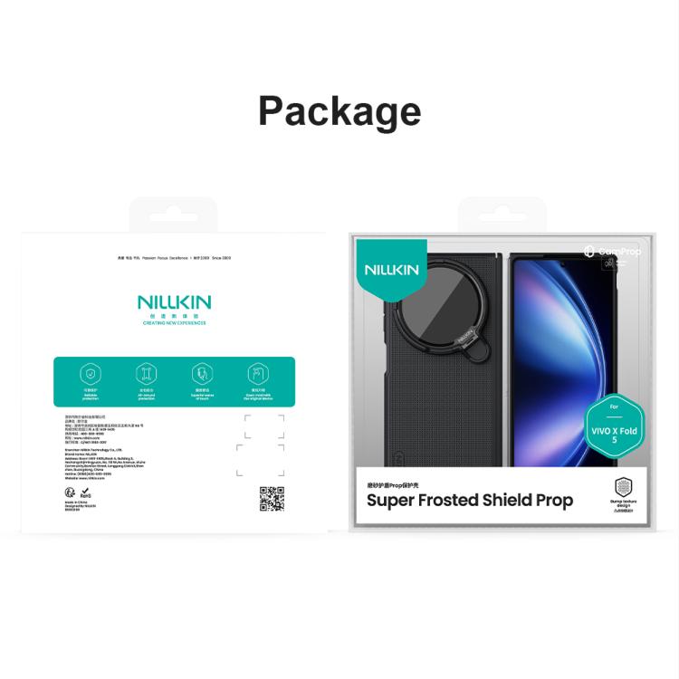 For vivo X Fold5 NILLKIN Super Frosted Shield Prop PC + TPU Transparent Mirror Cover Phone Case - Black