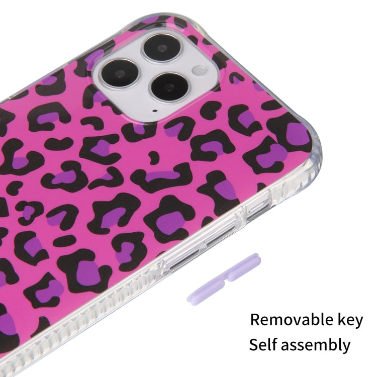 For iPhone 12 mini Leopard Print Shockproof TPU + Acrylic Protective Case with Detachable Buttons