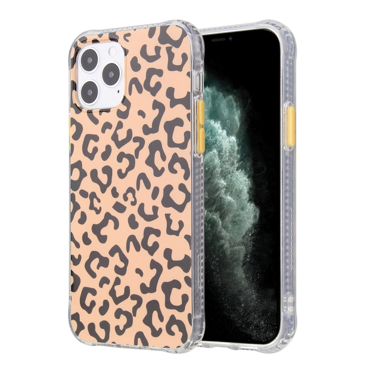 For iPhone 12 / 12 Pro Leopard Print Shockproof TPU + Acrylic Protective Case with Detachable Buttons