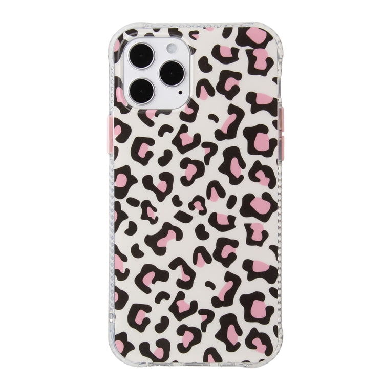 For iPhone 12 / 12 Pro Leopard Print Shockproof TPU + Acrylic Protective Case with Detachable Buttons