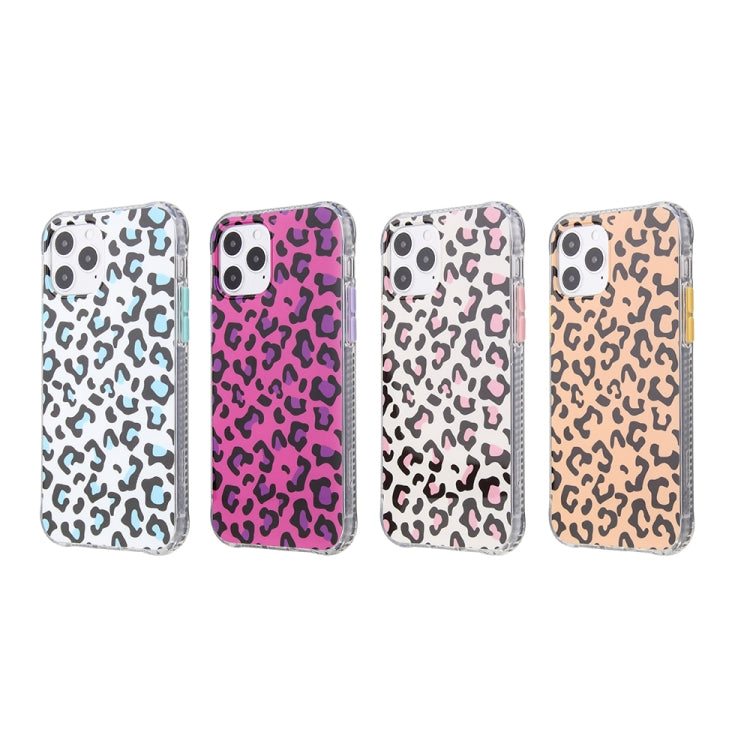 For iPhone 12 / 12 Pro Leopard Print Shockproof TPU + Acrylic Protective Case with Detachable Buttons
