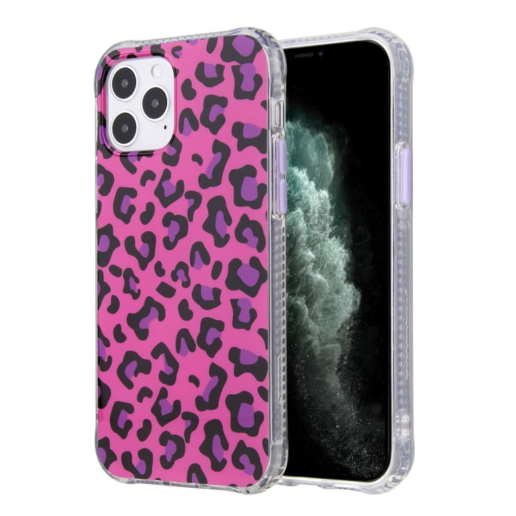 For iPhone 12 / 12 Pro Leopard Print Shockproof TPU + Acrylic Protective Case with Detachable Buttons