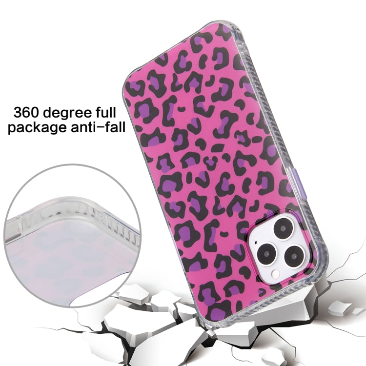 For iPhone 12 Pro Max Leopard Print Shockproof TPU + Acrylic Protective Case with Detachable Buttons
