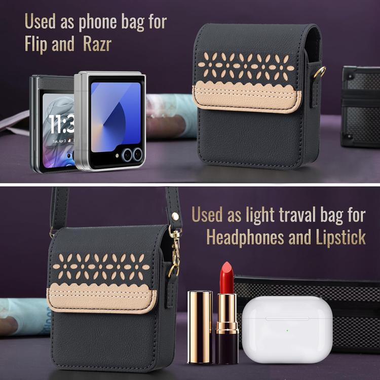 BFB13 BINFEN Color Flowers Crossbody Flip Phone Leather Bag