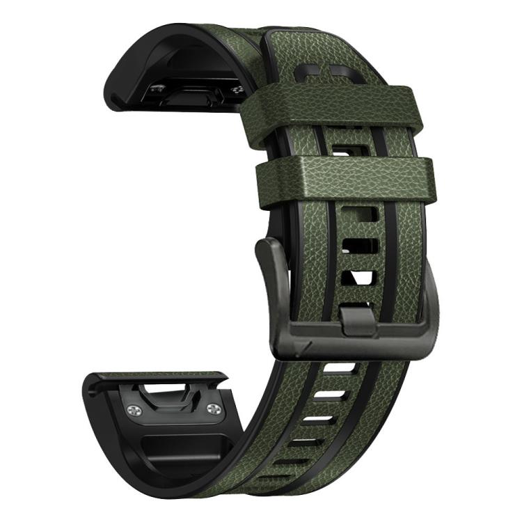 For Garmin 22mm xDfind Leather Skin Silicone Quick Release Watch Band