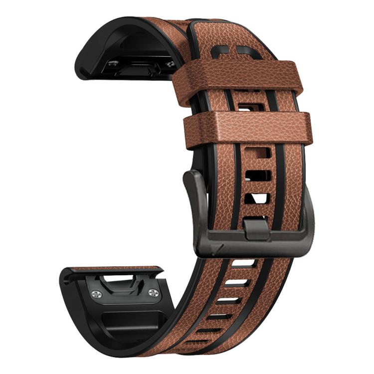 For Garmin 22mm xDfind Leather Skin Silicone Quick Release Watch Band