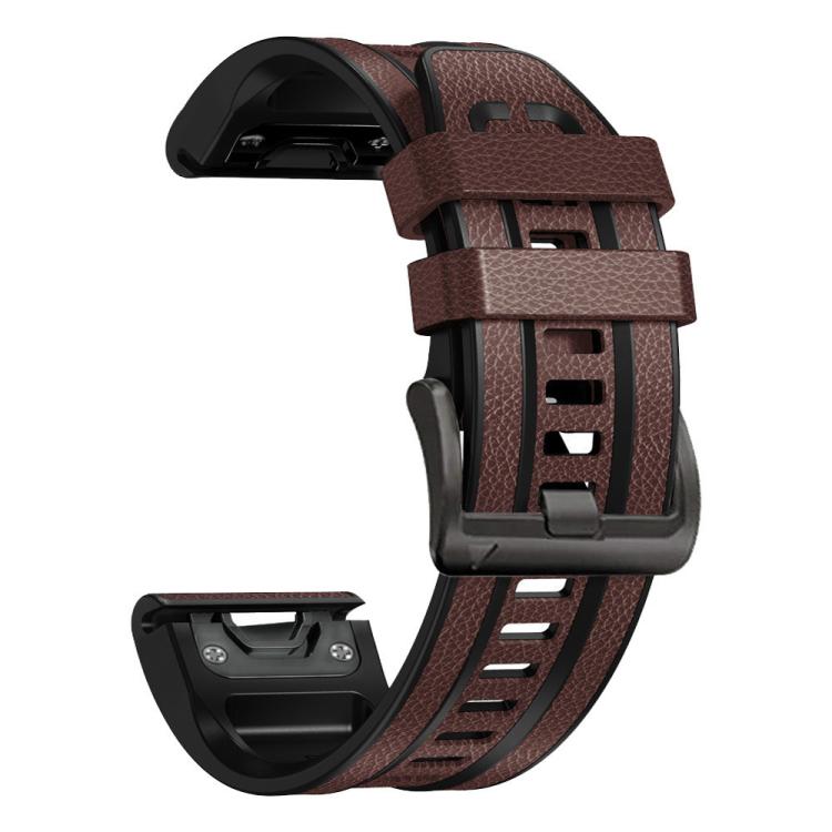 For Garmin 22mm xDfind Leather Skin Silicone Quick Release Watch Band