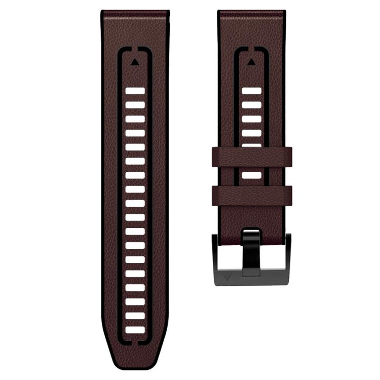 For Garmin 22mm xDfind Leather Skin Silicone Quick Release Watch Band