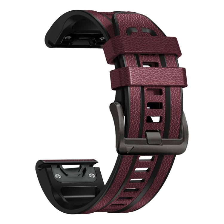 For Garmin 22mm xDfind Leather Skin Silicone Quick Release Watch Band