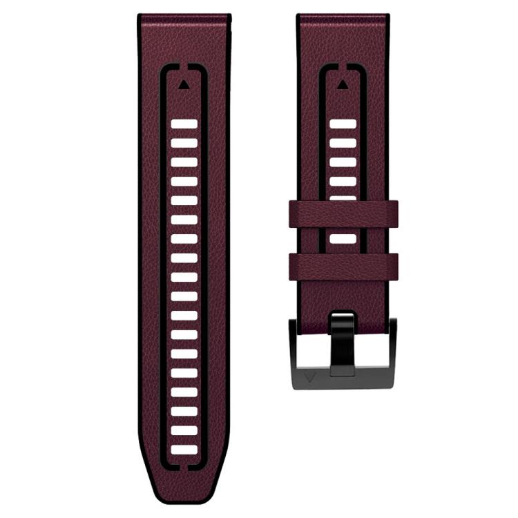 For Garmin 22mm xDfind Leather Skin Silicone Quick Release Watch Band