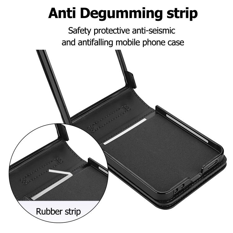 For Samsung Galaxy Z Flip7 5G Zipper Wallet Card Slot Leather Phone Case with Crossbody Strap
