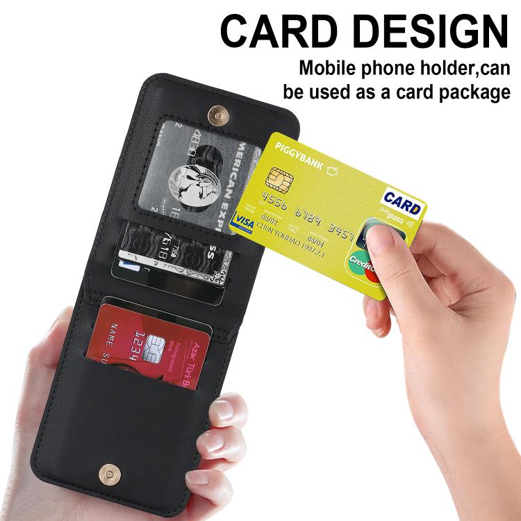 For Samsung Galaxy Z Flip7 5G Zipper Wallet Card Slot Leather Phone Case with Crossbody Strap