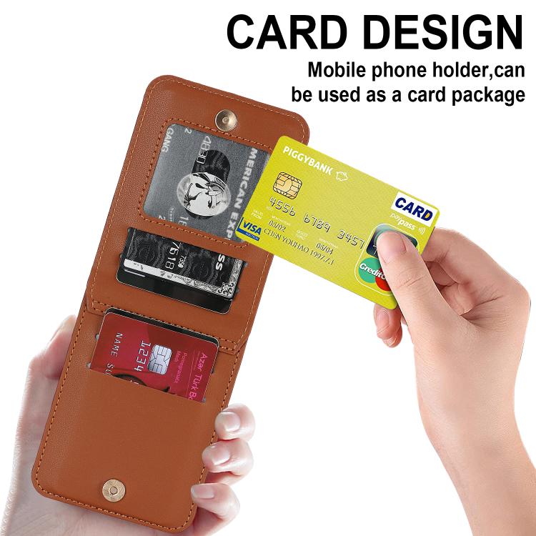 For Samsung Galaxy Z Flip7 5G Zipper Wallet Card Slot Leather Phone Case with Crossbody Strap