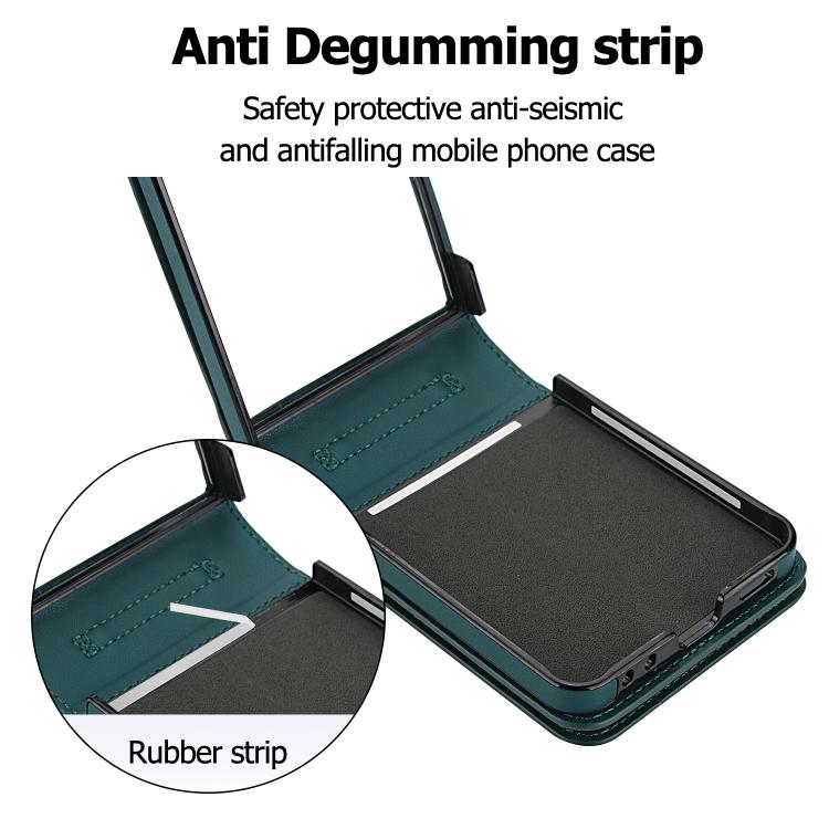 For Samsung Galaxy Z Flip7 5G Zipper Wallet Card Slot Leather Phone Case with Crossbody Strap