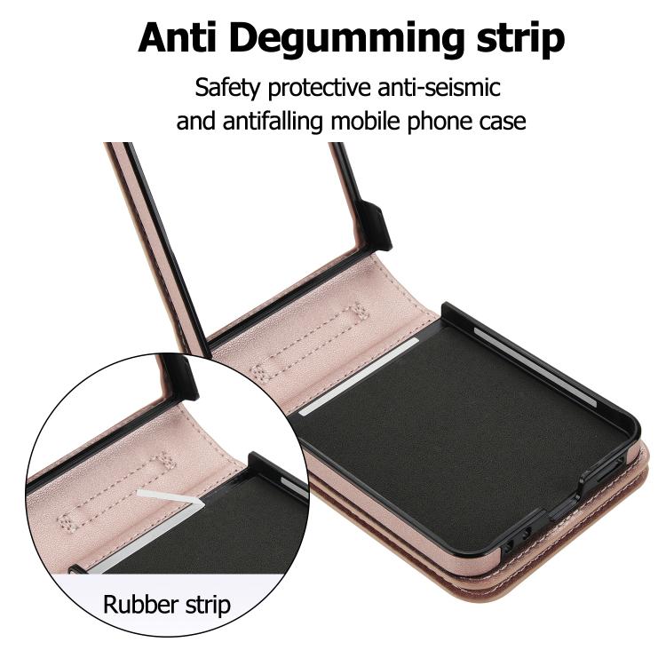 For Samsung Galaxy Z Flip7 5G Zipper Wallet Card Slot Leather Phone Case with Crossbody Strap
