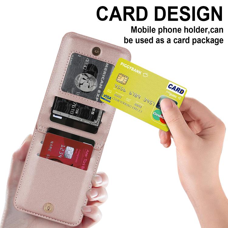 For Samsung Galaxy Z Flip7 5G Zipper Wallet Card Slot Leather Phone Case with Crossbody Strap