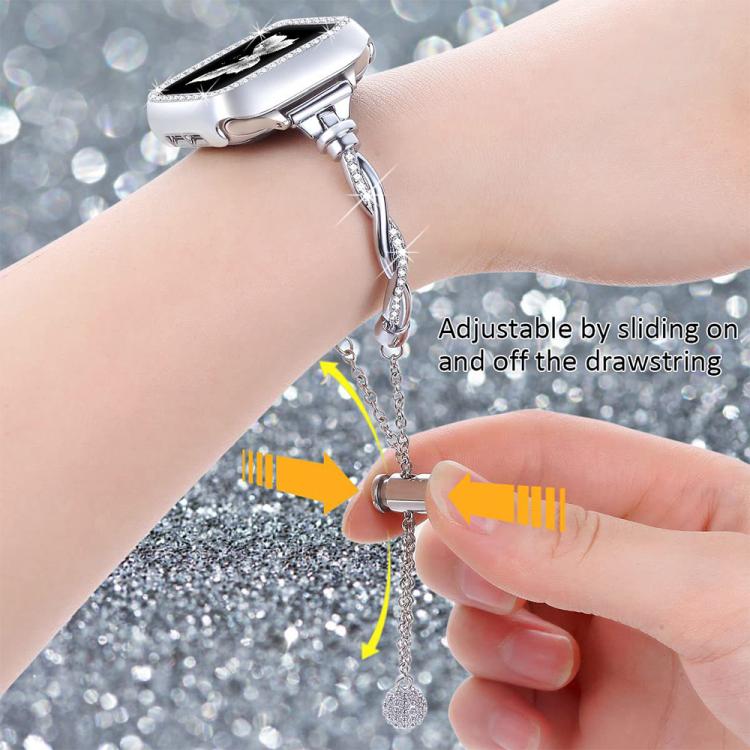 For Apple Watch 42 / 44 / 45 / 46 / 49mm xDfind Twist Bracelet Diamond Metal Watch Band