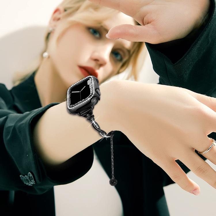 For Apple Watch 42 / 44 / 45 / 46 / 49mm xDfind Twist Bracelet Diamond Metal Watch Band