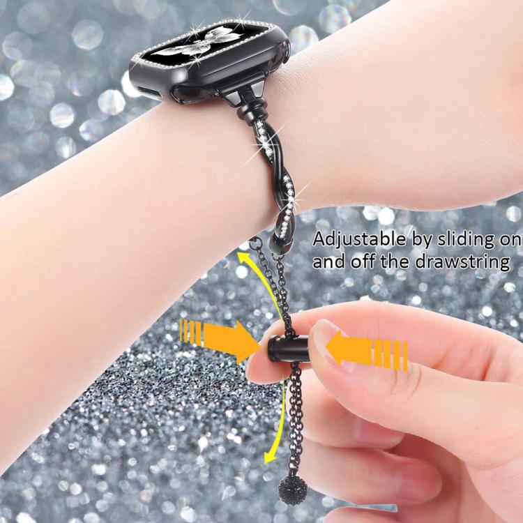 For Apple Watch 42 / 44 / 45 / 46 / 49mm xDfind Twist Bracelet Diamond Metal Watch Band