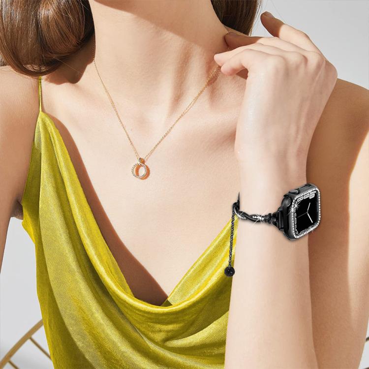 For Apple Watch 42 / 44 / 45 / 46 / 49mm xDfind Twist Bracelet Diamond Metal Watch Band