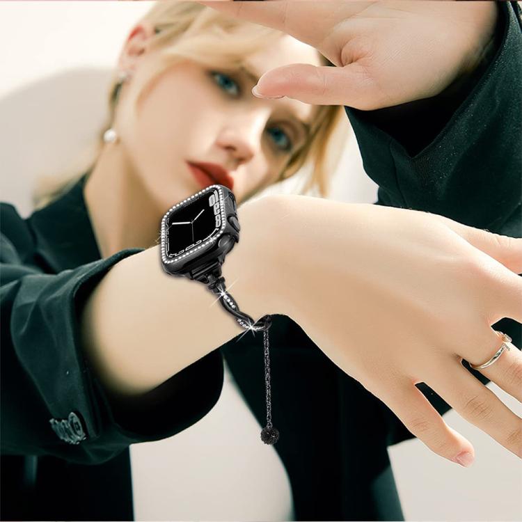For Apple Watch 42 / 44 / 45 / 46 / 49mm xDfind Twist Bracelet Diamond Metal Watch Band