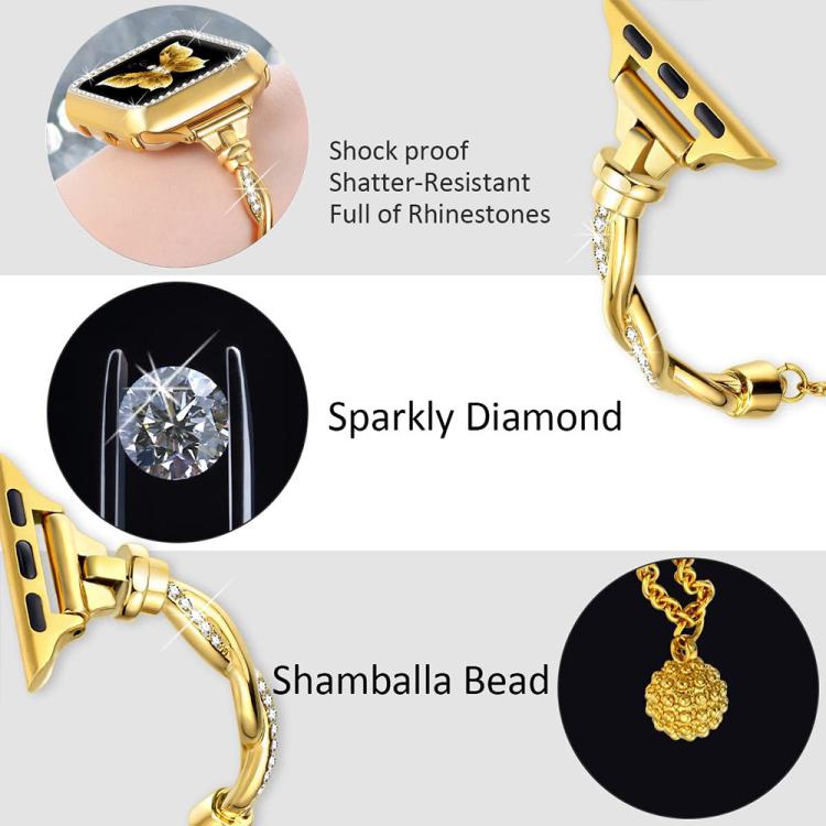 For Apple Watch 42 / 44 / 45 / 46 / 49mm xDfind Twist Bracelet Diamond Metal Watch Band