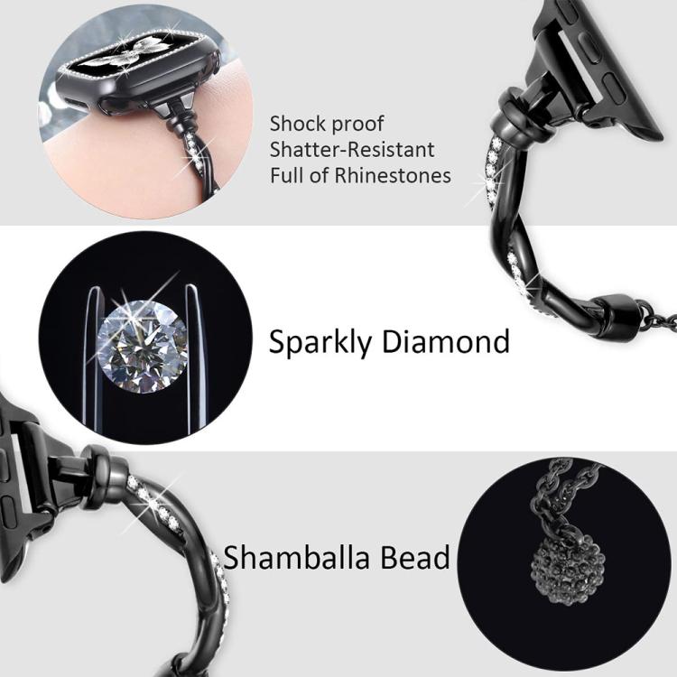 For Apple Watch 38 / 40 / 41 / S10 42mm xDfind Twist Bracelet Diamond Metal Watch Band