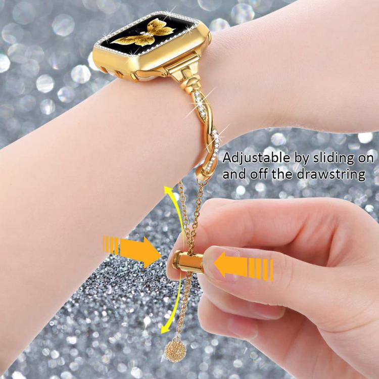 For Apple Watch 38 / 40 / 41 / S10 42mm xDfind Twist Bracelet Diamond Metal Watch Band