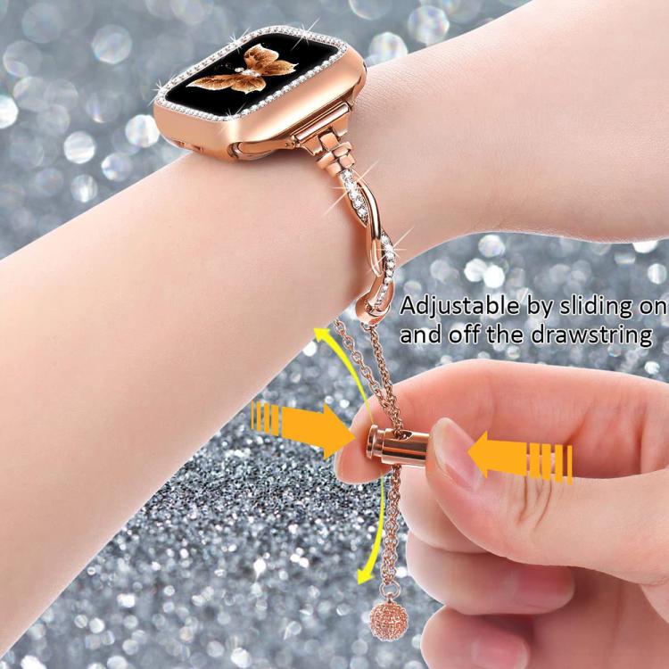 For Apple Watch 38 / 40 / 41 / S10 42mm xDfind Twist Bracelet Diamond Metal Watch Band