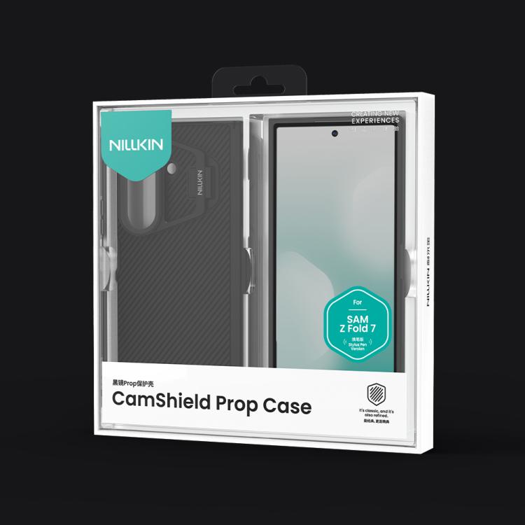 For Samsung Galaxy Z Fold7 5G NILLKIN Black Mirror Prop CD Texture Transparent Mirror Cover Phone Case with Stylus - Black