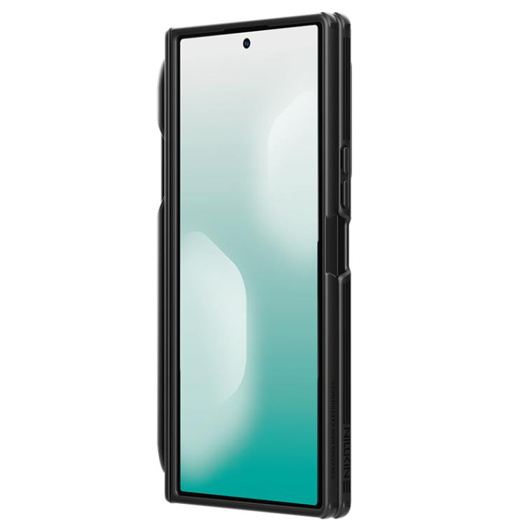 For Samsung Galaxy Z Fold7 5G NILLKIN Black Mirror Prop CD Texture Transparent Mirror Cover Phone Case with Stylus - Black