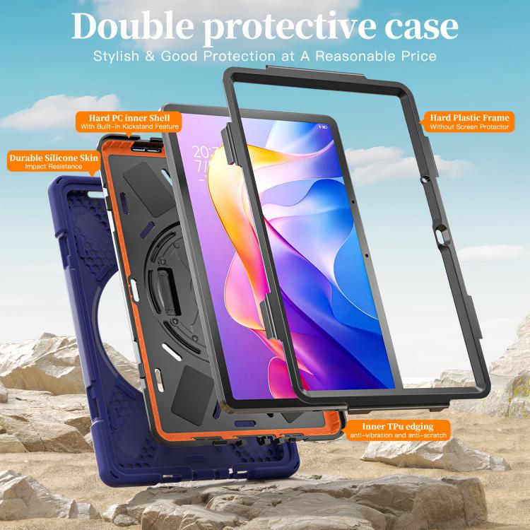 For Xiaomi Redmi Pad 2 11 2025 Rotatable Holder Silicone Hybrid PC Tablet Case with Shoulder Strap