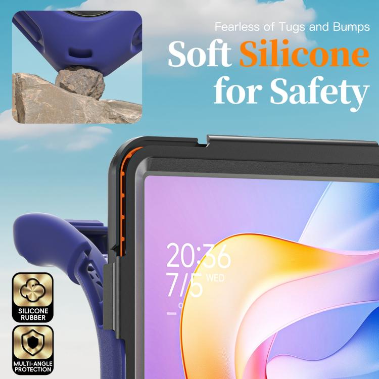 For Xiaomi Redmi Pad 2 11 2025 Rotatable Holder Silicone Hybrid PC Tablet Case with Shoulder Strap