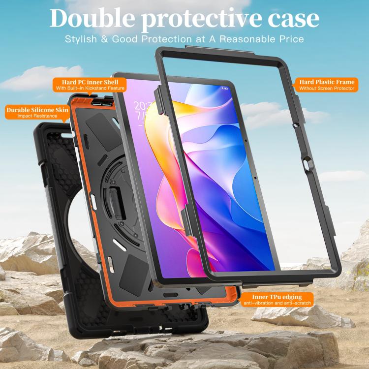 For Xiaomi Redmi Pad 2 11 2025 Rotatable Holder Silicone Hybrid PC Tablet Case with Shoulder Strap