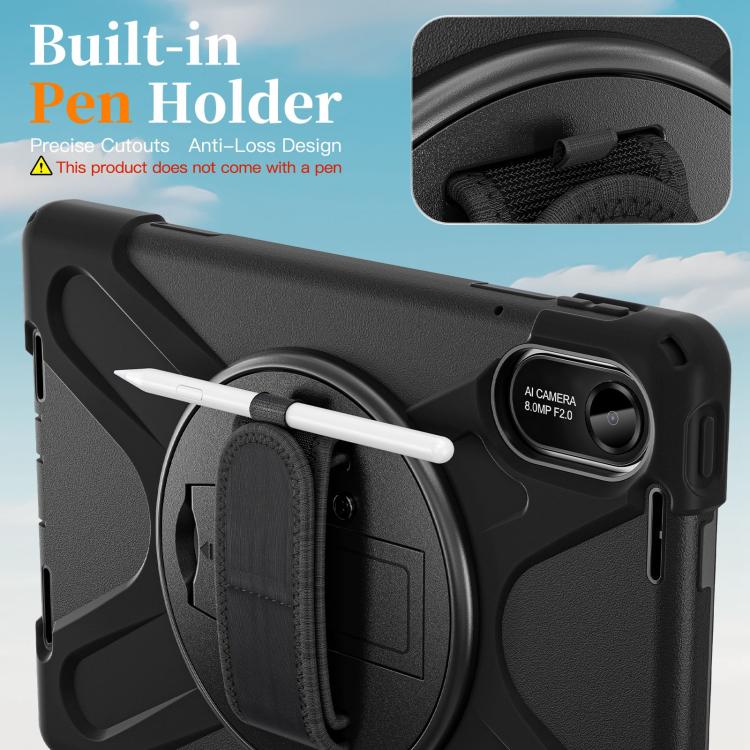 For Xiaomi Redmi Pad 2 11 2025 Rotatable Holder Silicone Hybrid PC Tablet Case with Shoulder Strap