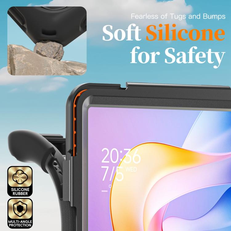 For Xiaomi Redmi Pad 2 11 2025 Rotatable Holder Silicone Hybrid PC Tablet Case with Shoulder Strap
