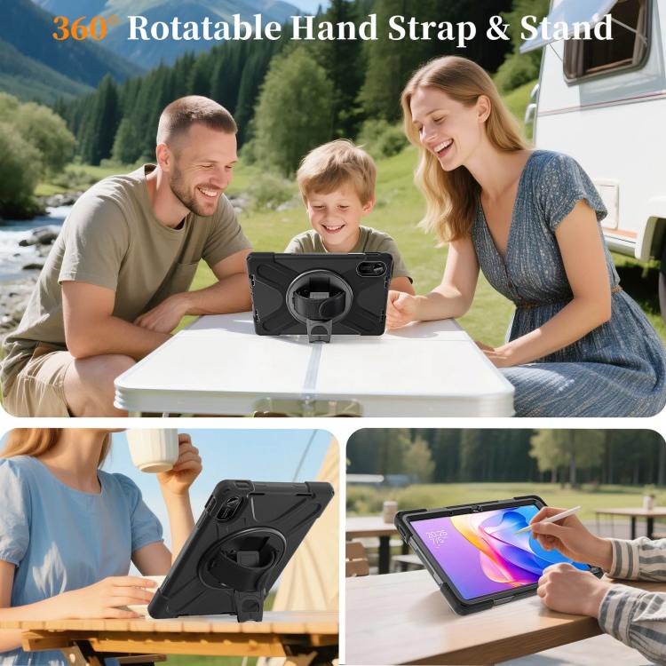 For Xiaomi Redmi Pad 2 11 2025 Rotatable Holder Silicone Hybrid PC Tablet Case with Shoulder Strap